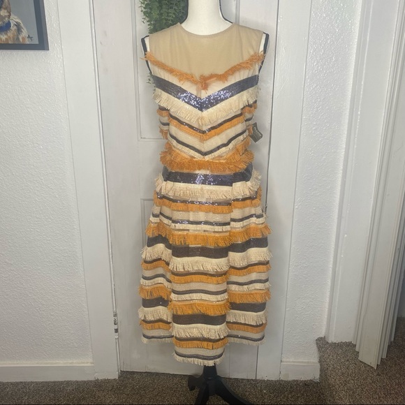 NWT Eva Mendes ~ Sabine Sequin Fringe Dress ~ Sz 8 - Picture 3 of 9